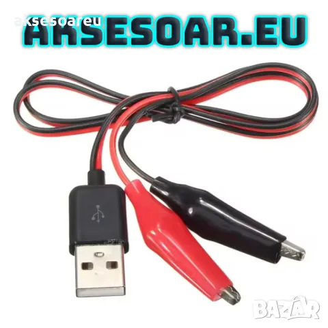 USB адаптер преходник за ток с 2 електрически кабела със щипки скоби тип крокодил тестови сонди, снимка 10 - Друга електроника - 50232452