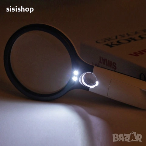 Джобна мини лупа с 3 LED диода и два обектива (3X + 45X)  2202, снимка 4 - Други стоки за дома - 53610645