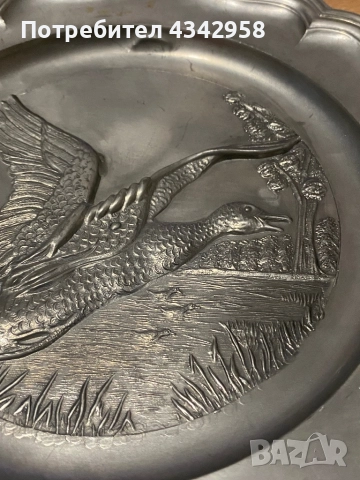 Калаена чиния за стена. (1950-1970 г.), снимка 2 - Антикварни и старинни предмети - 52892834