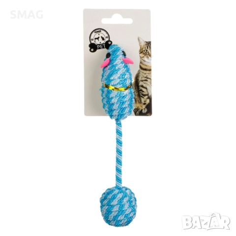 Играчка мишка с опашка от корда и топче за котки 20 см_1212285, снимка 5 - За котки - 52163453