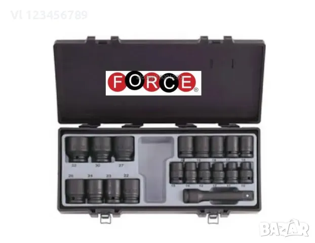 К-т вложки ковани къси 6-стенни 1/2 от 10мм до 32мм 19части, снимка 1