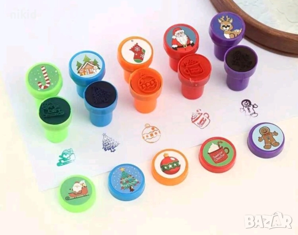 12 бр сет печати печата печат Коледни снежинка елха Дядо Коледа  печатчета, снимка 4 - Други - 52542466