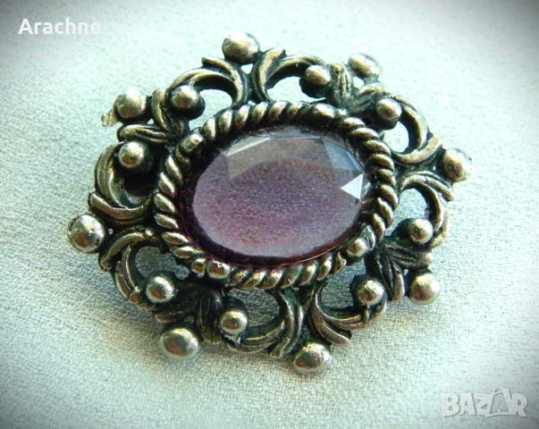 Стара сребърна британска брошка, снимка 2 - Други - 50998442