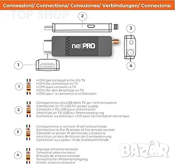 NexPRO Stick цифров наземен декодер DVB-T2 черен - спестява енергия чрез захранване, снимка 2 - Друга електроника - 48735655