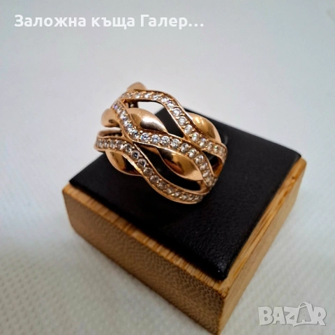 Златен пръстен с фианити, 5,28г – елегантност и блясък, снимка 2 - Пръстени - 54216442
