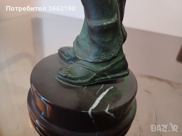 Бронзова жена с арфа, снимка 6 - Статуетки - 52515268