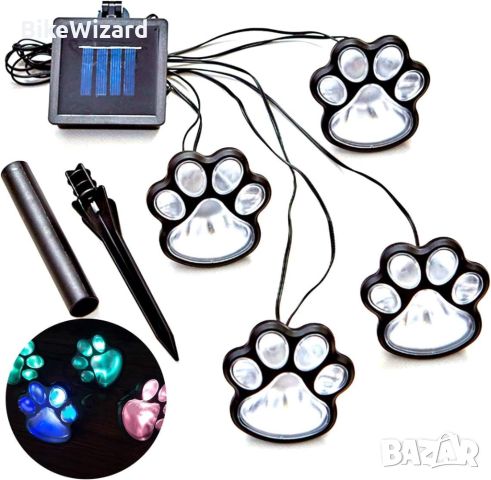 Wallfire LED Paw Decor  соларни светлини 4 ри броя във формата на лапа НОВИ, снимка 3 - Градински мебели, декорация  - 46646440