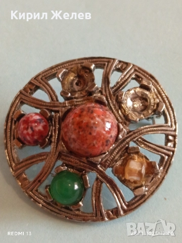 Винтидж Келтска брошка с имитация на АХАТ Miracle 43926, снимка 5 - Други - 52571716