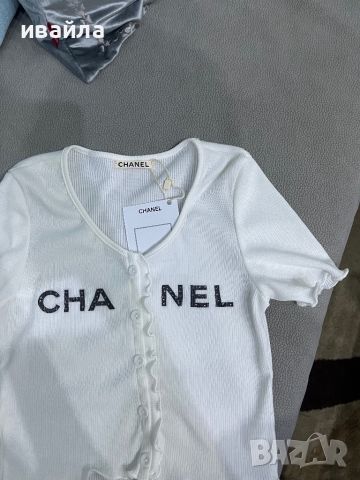 Бяла Шанел тениска блузка Chanel , снимка 3 - Тениски - 46403686