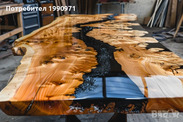 Маса от уникален дървен материал и смола ръчка изработка по поръчка, снимка 5 - Маси - 53729126