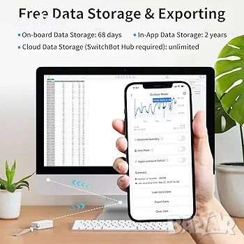 SwitchBot IP65 Външен вътрешен термометър Хигрометър 3 части, снимка 2 - Друга електроника - 46344604