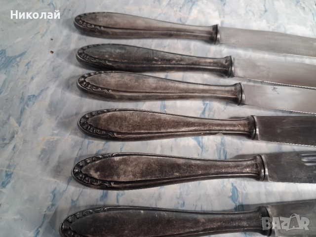 Стари Посребрено ножове за хранене Солинген Solingen, снимка 7 - Антикварни и старинни предмети - 52366704