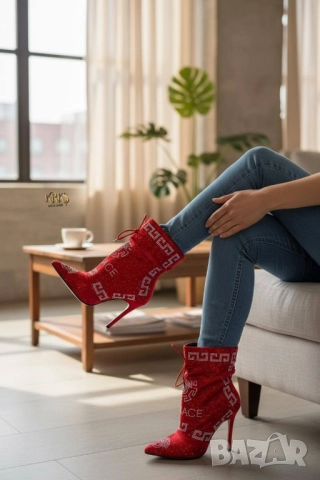 дамски боти на ток versace miu miu chanel , снимка 3 - Дамски боти - 52031515