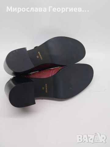 Винтидж италиански дамски обувки с капси, Червени обувки с месингови капси, Размер 39, снимка 8 - Дамски ежедневни обувки - 46412050