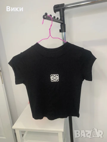 Черна кроп тениска , снимка 3 - Тениски - 50918331