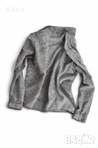 Сива риза тип дънкова , снимка 2 - Ризи - 54071303