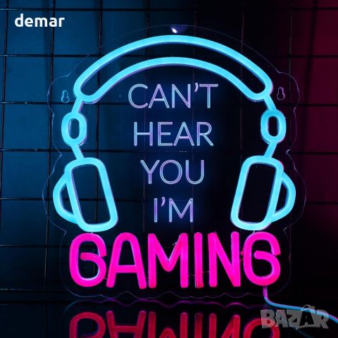 YuanDian LED Неонов знак - Can't Hear You I'm Gaming, снимка 1 - Лед осветление - 45657311