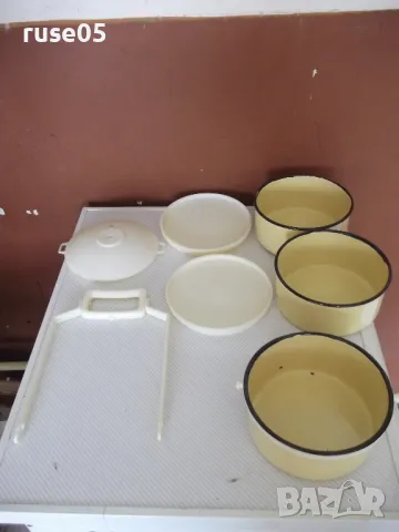 Комплект от 3 бр. канчета емайлирани за храна от соца, снимка 4 - Други стоки за дома - 50422899