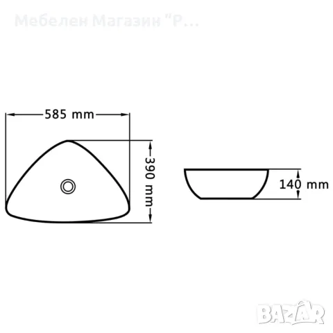 Мивка, 58,5x39x14 см, керамична, черна, снимка 5 - Мивки - 47059389