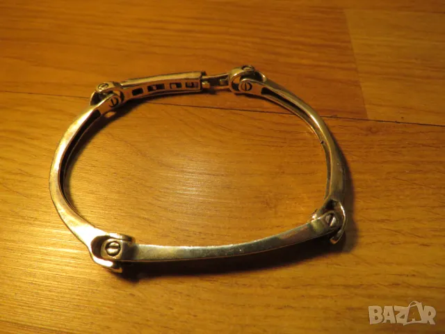   Старинна масивна мъжка сребърна гривна тип белезници уникален модел и красота за теб сребро
