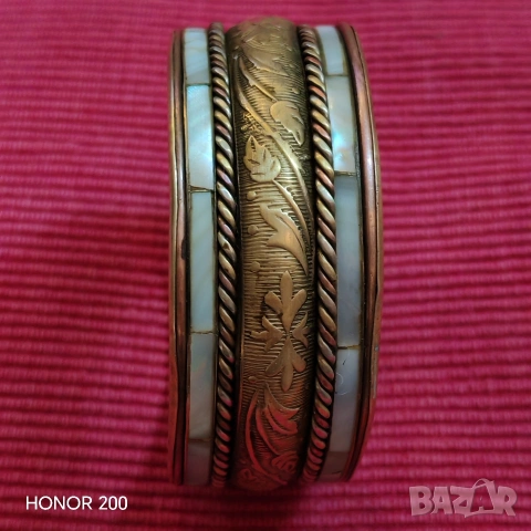 Месингова гривна със седеф. , снимка 5 - Гривни - 53660420