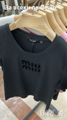 Miu Miu Дамска Тениска👚Дамска Блуза С Къс Ръкав Миу Миу - Различни Цветове Код E. Fashion-76, снимка 2 - Тениски - 53933639