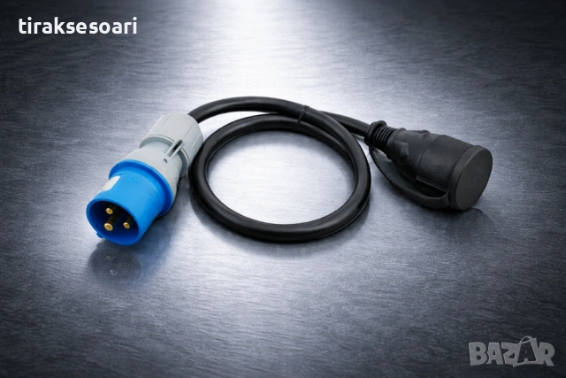 Адаптерен кабел CEE 16A към Schuko шуко 30 см – за кемпер, каравана, снимка 2 - Аксесоари и консумативи - 53057259