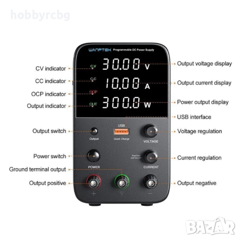 Лабораторно захранване WPS3010H, 0~30VDC, 0~10A, 1 канал, снимка 3 - Друга електроника - 45007375