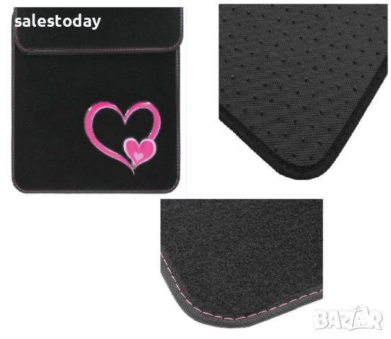 Стелки за кола с розово сърце, мокет, Универсални, снимка 2 - Аксесоари и консумативи - 38133449