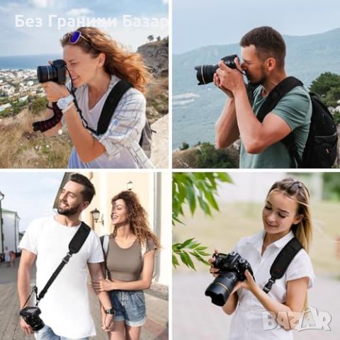 Нов Противоплъзгащ се регулируем ремък за фотоапарат DSLR Nikon Canon Sony Fuji, снимка 7 - Чанти, стативи, аксесоари - 46435887