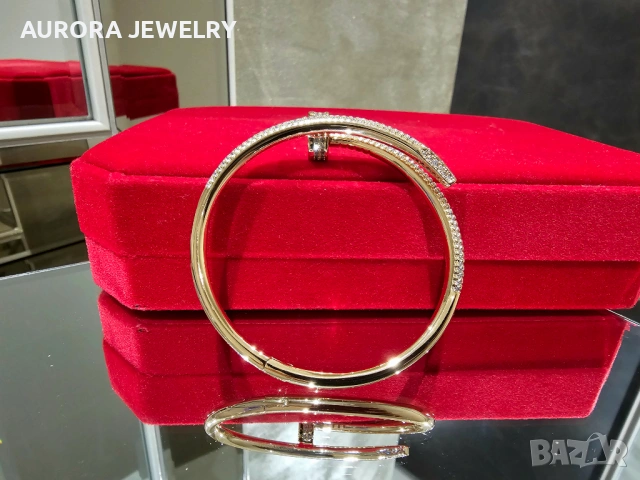 CARTIER Nail Juste un Clou Rose Gold Large Paved Diamonds Гривна Пирон, снимка 6 - Гривни - 53007382