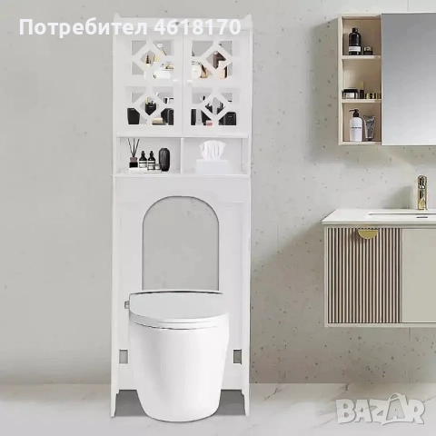 Етажерка с шкаф над тоалетна с 4 нива за съхранение устойчив на влага и плесени, снимка 6 - Етажерки - 52038077