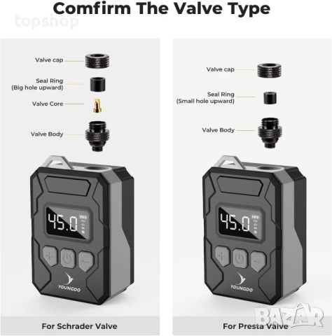 YOUNGDO 150PSI мини помпа за велосипед, мотор с дигитален манометър, снимка 6 - Аксесоари за велосипеди - 50578067