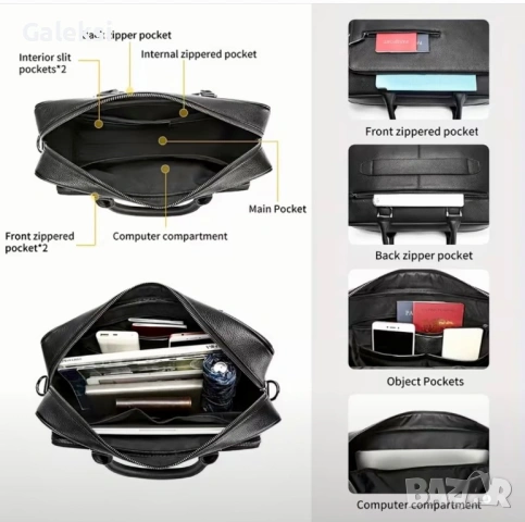 Мъжка елегантна и изискана черна бизнес чанта /Селективна естест. кожа!, снимка 5 - Чанти - 53471226