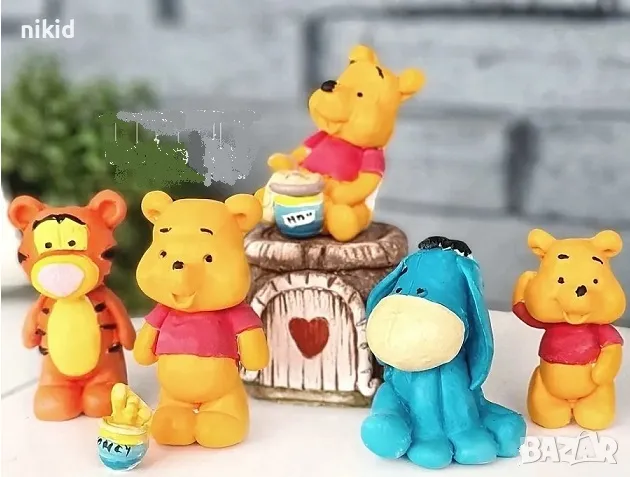 5 бр Мечо Пух Йори Тигър сет силиконов молд калъп гипс кубчета форми гипсови имена, снимка 2 - Форми - 49536830