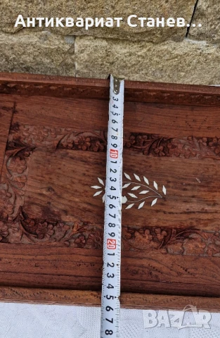 Колекция от  дървени подноса, изработени в Индия, снимка 10 - Антикварни и старинни предмети - 50752152