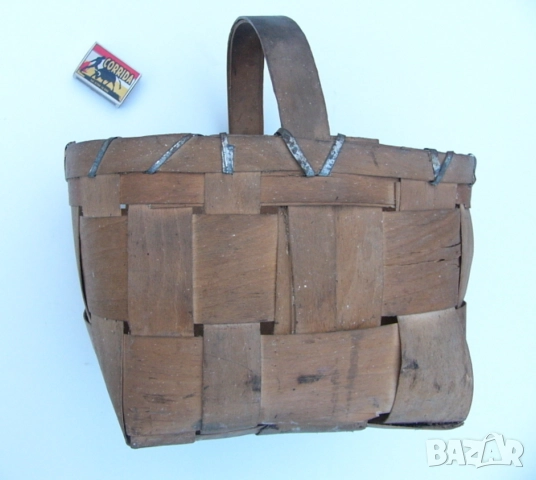 РЕТРО Българска Дървена Плетена КОШНИЦА 10 литра Кошник Кош Панер от Фурнир НРБ Декорация БАРТЕР, снимка 2 - Антикварни и старинни предмети - 52016620