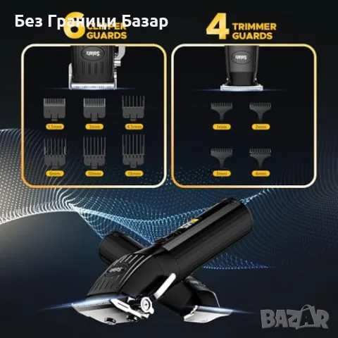 Нов Комплект машинки за коса и брада – 10 гребена, тиха работа, LCD за мъже, снимка 3 - Машинки за подстригване - 49660698