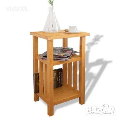 vidaXL Помощна маса с рафт за списания, 27x35x55 см, дъбов масив（SKU:244211）, снимка 3 - Маси - 48442693