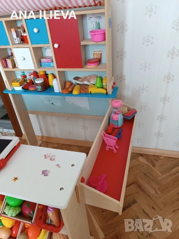 Дървен детски магазин/щанд за игра+аксесоари , снимка 5 - Други игри - 53924803