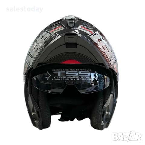 Модуларна Каска flip-up, Черно/ червено, S*M*L*XL, снимка 6 - Аксесоари и консумативи - 53870683