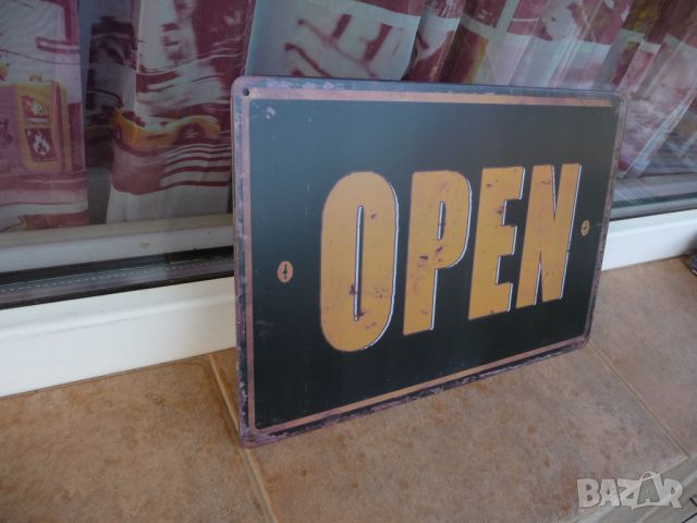 Метална табела надпис отворено OPEN магазин заведение декор, снимка 2 - Други - 46391547