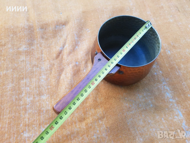 Бакърен тиган с капак, снимка 5 - Антикварни и старинни предмети - 53629716