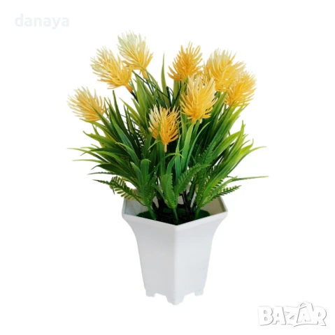 4946 Изкуствено цвете в бяла саксия, 28 см, снимка 7 - Изкуствени цветя - 46788813