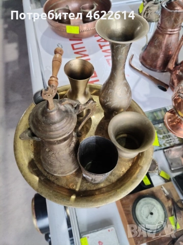ЛОТ ОТ БРОНЗОВИ СЪДОВЕ С ПОДНОС. , снимка 4 - Антикварни и старинни предмети - 53339486