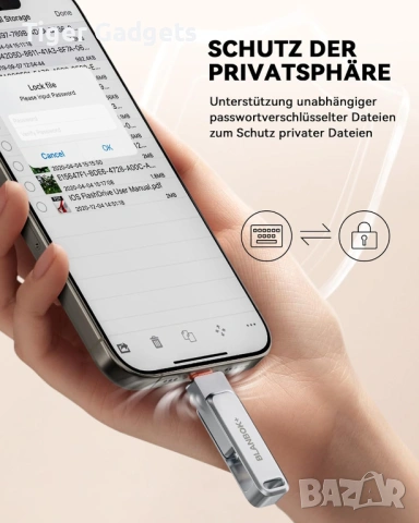 Blanbok+ MFi сертифицирана USB флашка 256GB iPhone Android 3в1, снимка 3 - USB Flash памети - 54079893