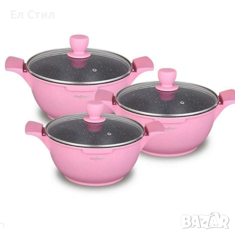 Комплект от 3 тенджери с мраморно покритие,незалепващи за всички видове котлони, снимка 8 - Съдове за готвене - 53573997