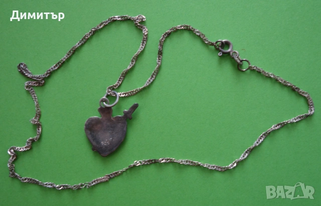 Сребърен синджир със сърце 925, снимка 2 - Колиета, медальони, синджири - 53925270