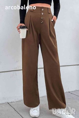 Ежедневни дамски панталони с широки крачоли и закопчаване, снимка 2 - Панталони - 45880635