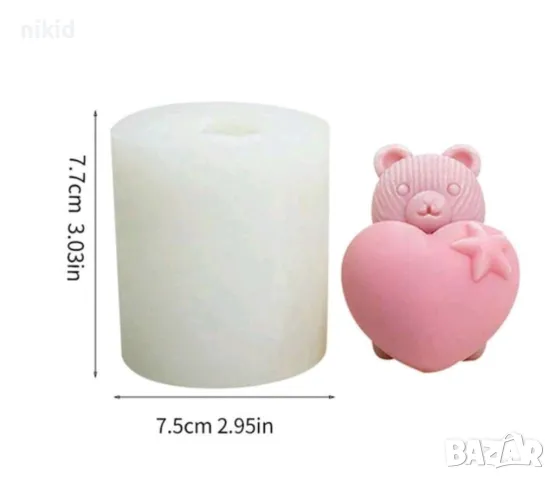 3D Мече с голямо сърце и звездичка силиконов молд форма фондан шоколад смола гипс свещ декор, снимка 3 - Форми - 49216452